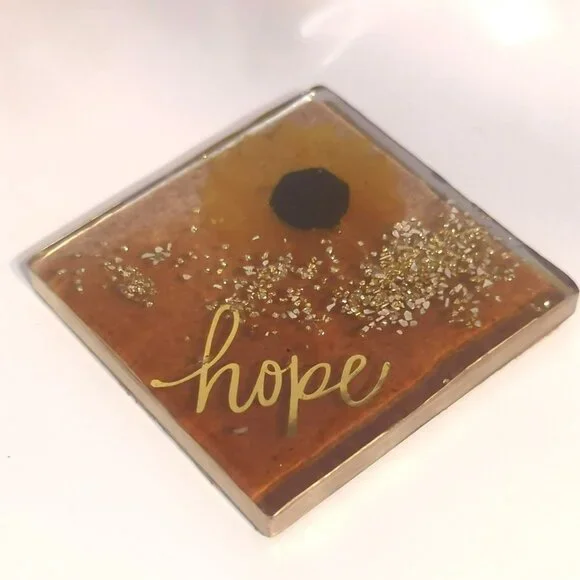 Handmade Resin Sunflower Coaster Set With Holder Inspirational Rustic Farmhouse - Picture 11 of 12